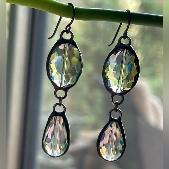 Sublime Artisan Hand Soldered Crystal Adjustable Length Y Necklace Earrings Set - Picture 9 of 14